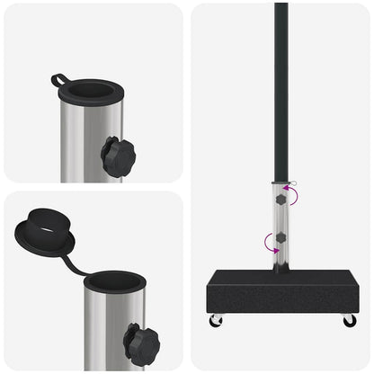 Base per Ombrellone Nera 45x25x8,3 cm in Granito - homemem39