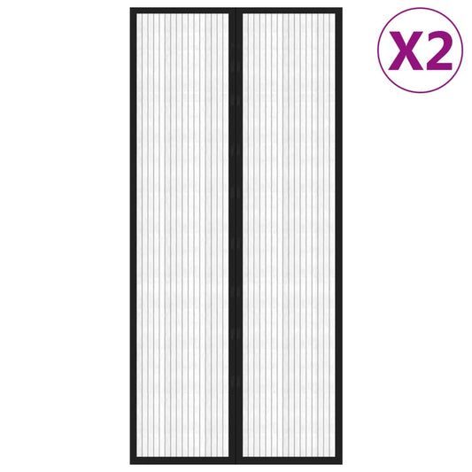 Tende Antimosche 2 pz per Porte con Magneti Nere 210x90 cm - homemem39