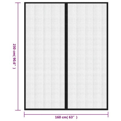 Tende Antimosche 2 pz per Porte con Magneti Nere 230x160 cm - homemem39
