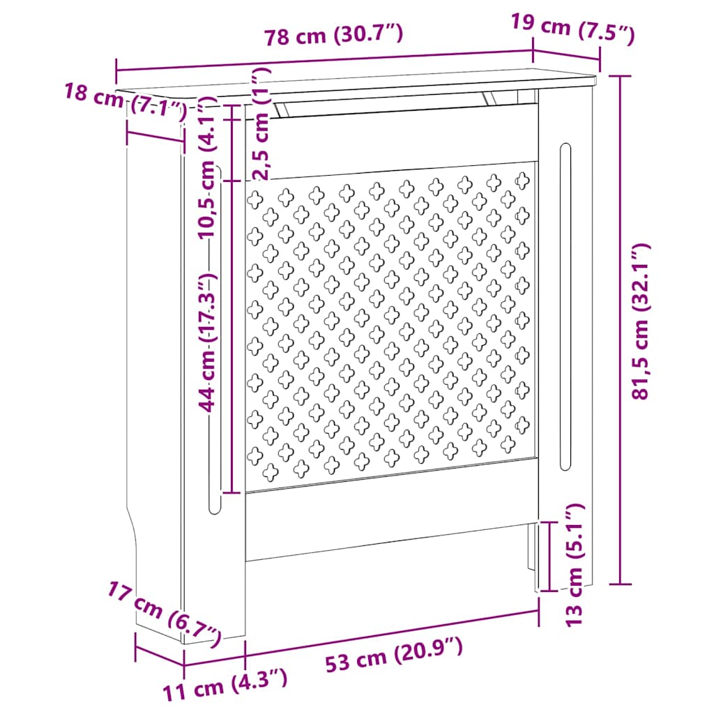 Copertura per Radiatore Nera in MDF 78 cm