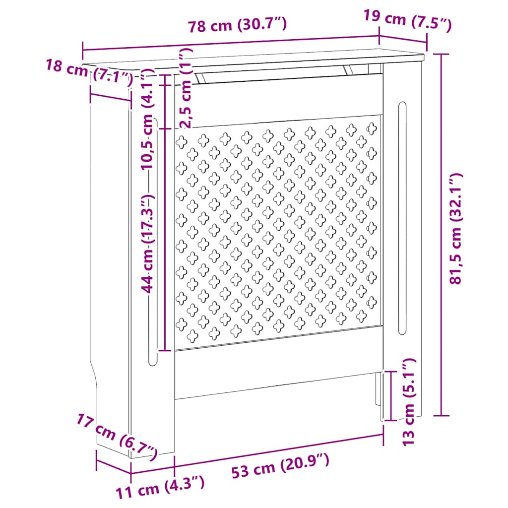 Copertura per Radiatore Grigia in MDF 78 cm | homemem39