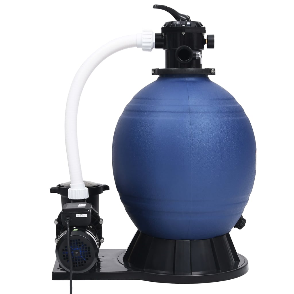 Filtro a Sabbia con Pompa a 7 Vie da 1000 W Blu e Nero | homemem39