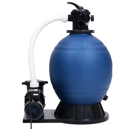 Filtro a Sabbia con Pompa a 7 Vie da 1000 W Blu e Nero | homemem39