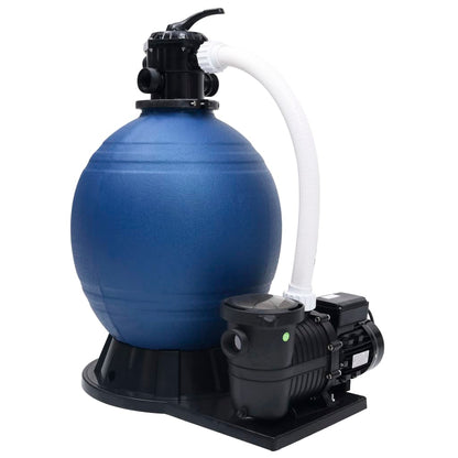 Filtro a Sabbia con Pompa a 7 Vie da 1000 W Blu e Nero | homemem39