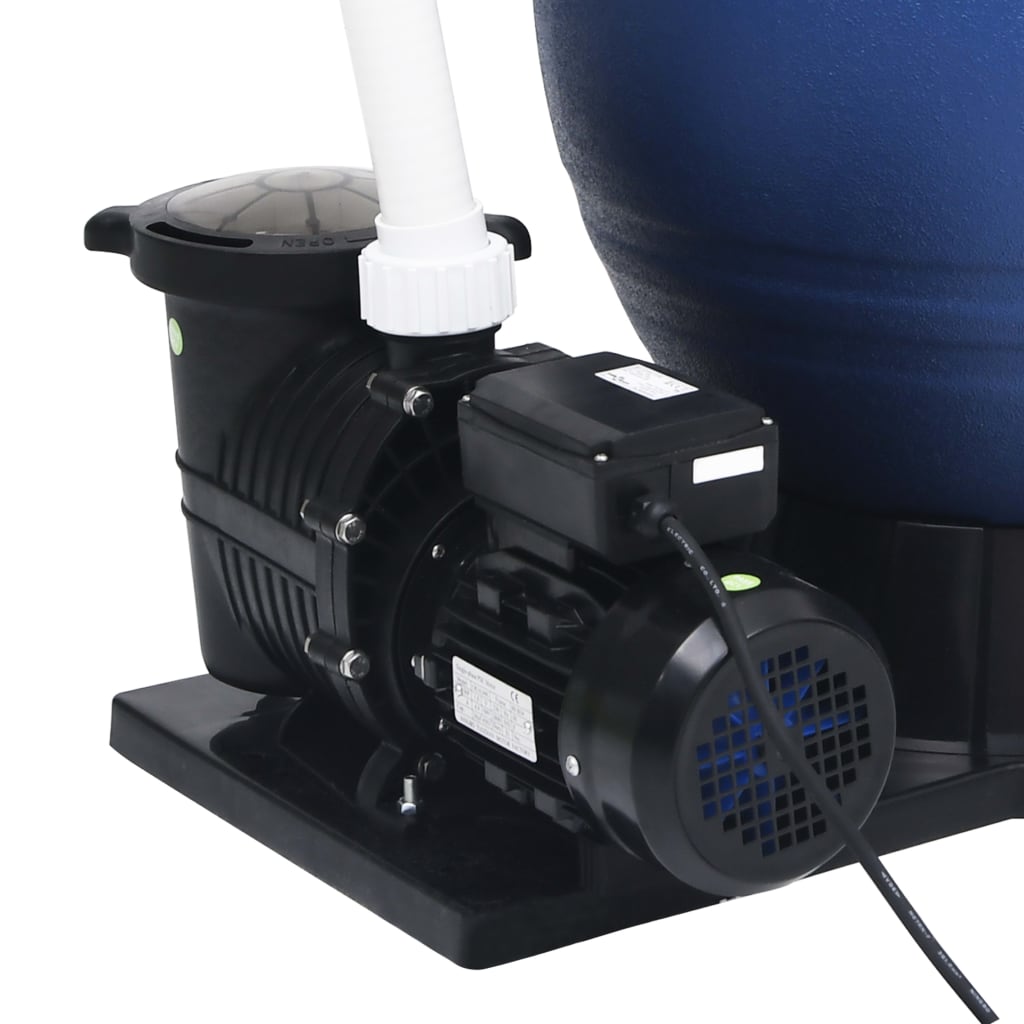 Filtro a Sabbia con Pompa a 7 Vie da 1000 W Blu e Nero | homemem39