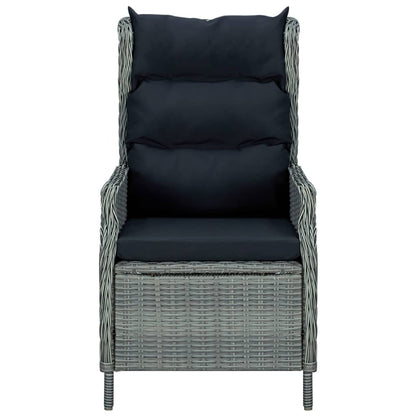 Sedia Giardino Reclinabile Cuscini in Polyrattan Grigio Chiaro - homemem39