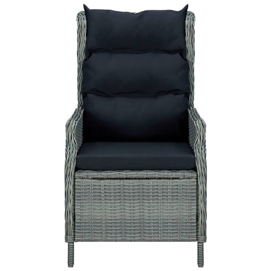 Sedia Giardino Reclinabile Cuscini in Polyrattan Grigio Chiaro - homemem39