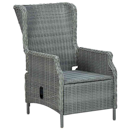 Sedia Giardino Reclinabile Cuscini in Polyrattan Grigio Chiaro - homemem39