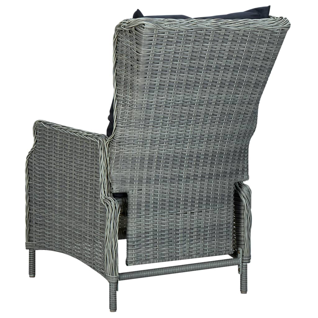 Sedia Giardino Reclinabile Cuscini in Polyrattan Grigio Chiaro - homemem39