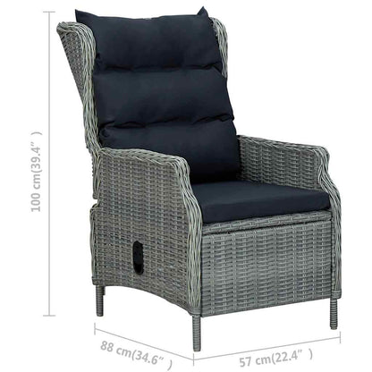 Sedia Giardino Reclinabile Cuscini in Polyrattan Grigio Chiaro - homemem39