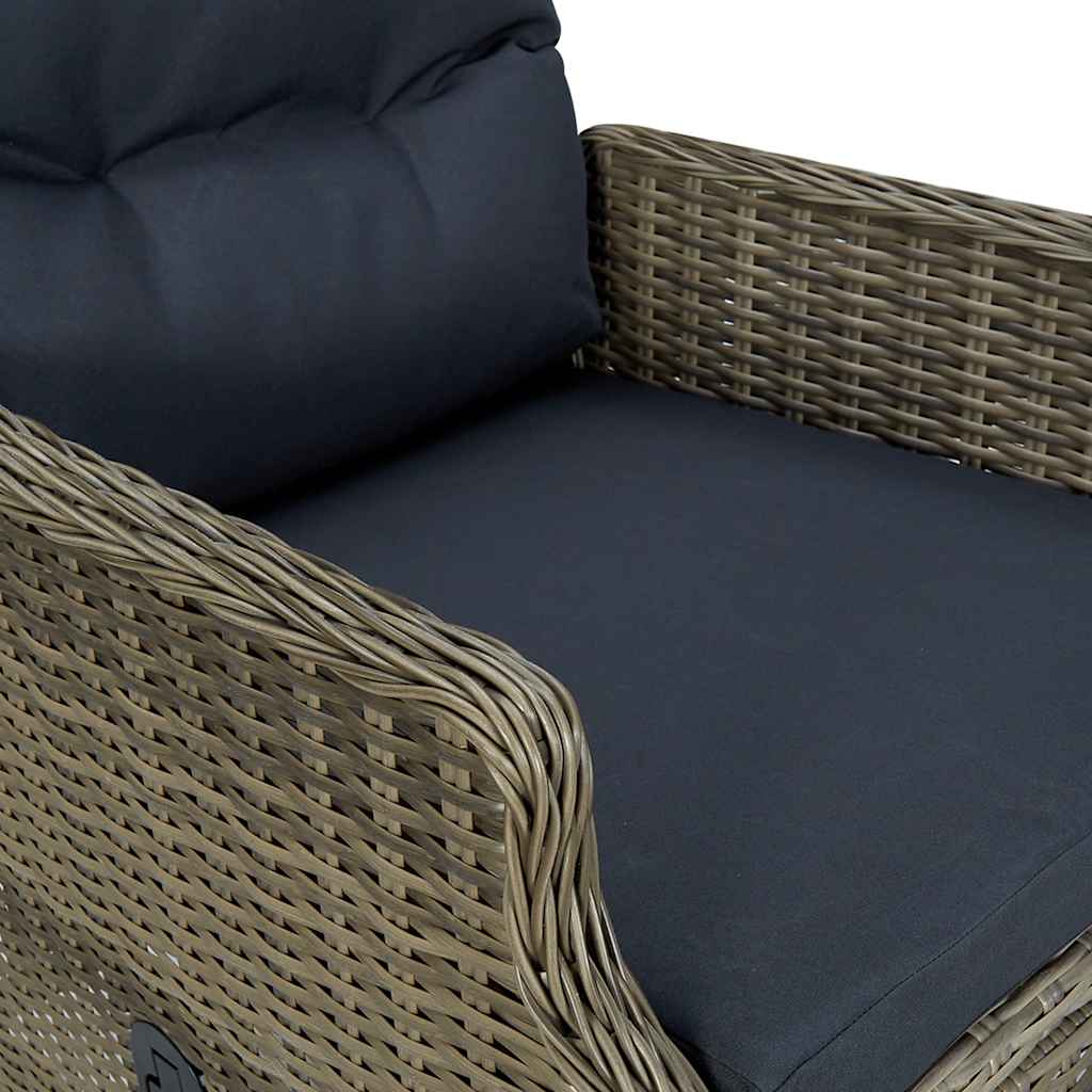 Sedia da Giardino Reclinabile con Cuscini in Polyrattan Marrone - homemem39