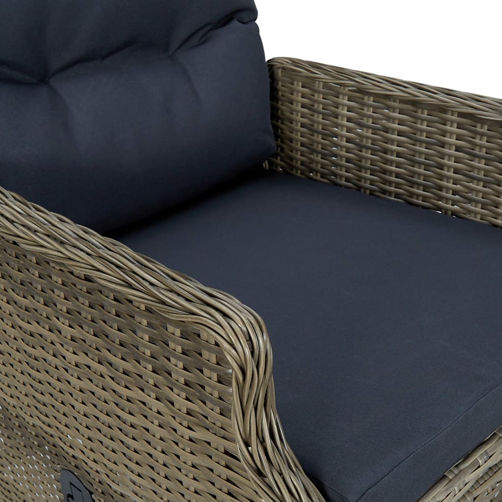 Sedia da Giardino Reclinabile con Cuscini in Polyrattan Marrone - homemem39