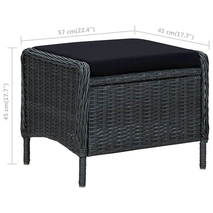 Sedia da Giardino Reclinabile con Pouf Polyrattan Grigio Scuro