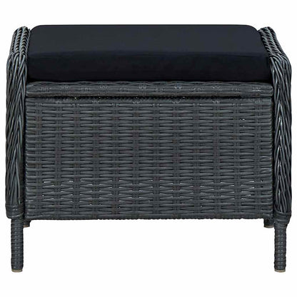Sedia da Giardino Reclinabile con Pouf Polyrattan Grigio Scuro