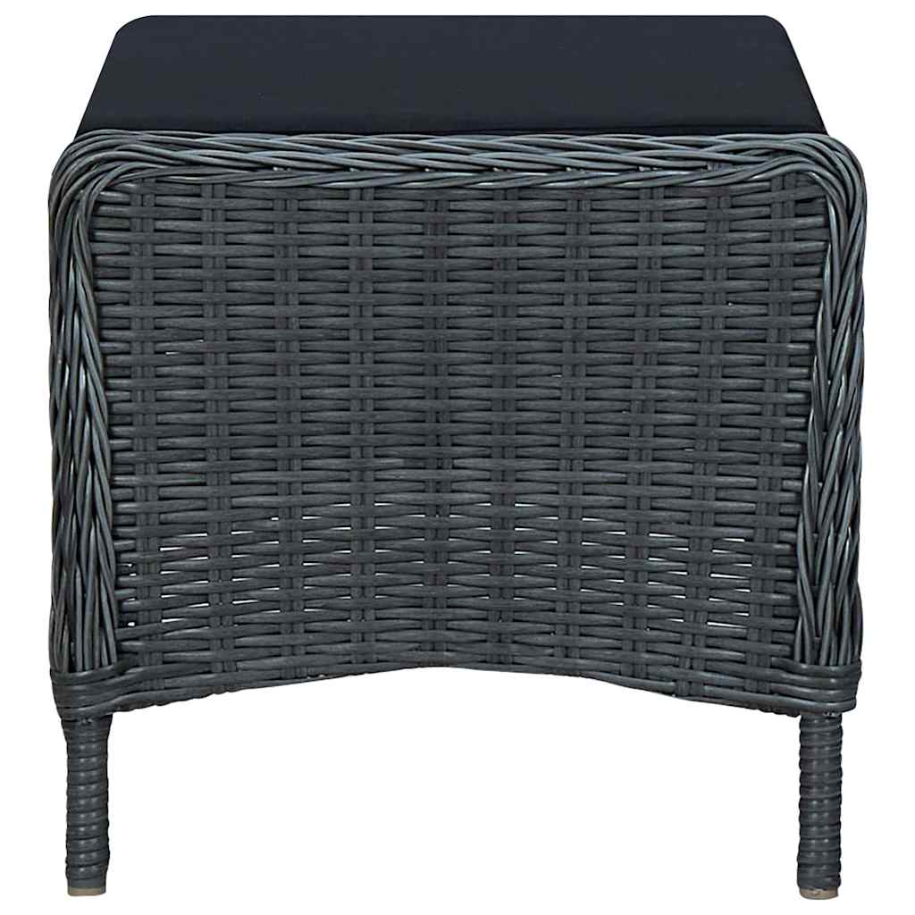 Sedia da Giardino Reclinabile con Pouf Polyrattan Grigio Scuro