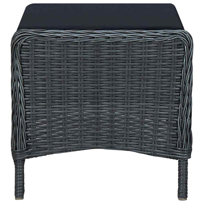 Sedia da Giardino Reclinabile con Pouf Polyrattan Grigio Scuro