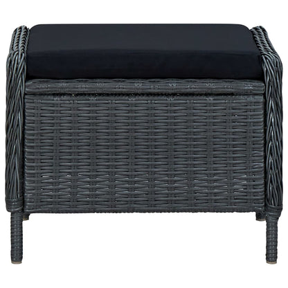 Sedia da Giardino Reclinabile con Pouf Polyrattan Grigio Scuro - homemem39