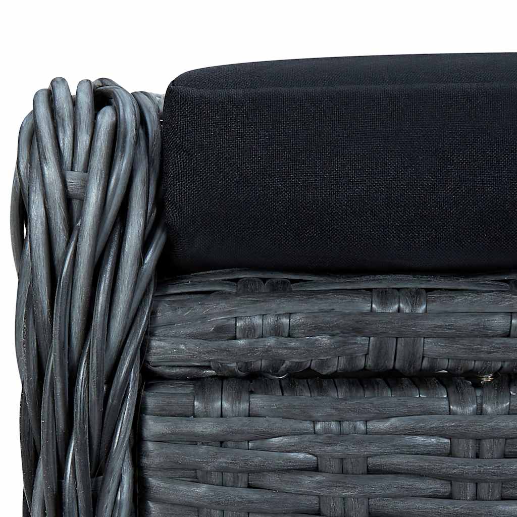 Sedia da Giardino Reclinabile con Pouf Polyrattan Grigio Scuro