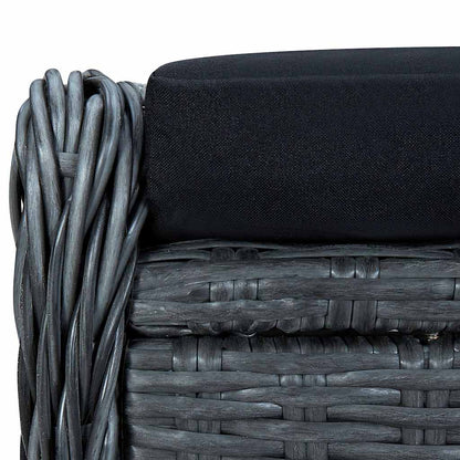 Sedia da Giardino Reclinabile con Pouf Polyrattan Grigio Scuro