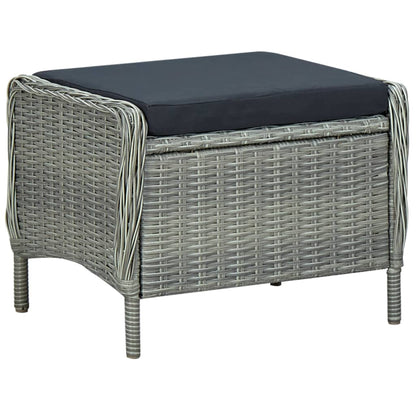 Sedia da Giardino Reclinabile con Pouf Polyrattan Grigio Chiaro - homemem39