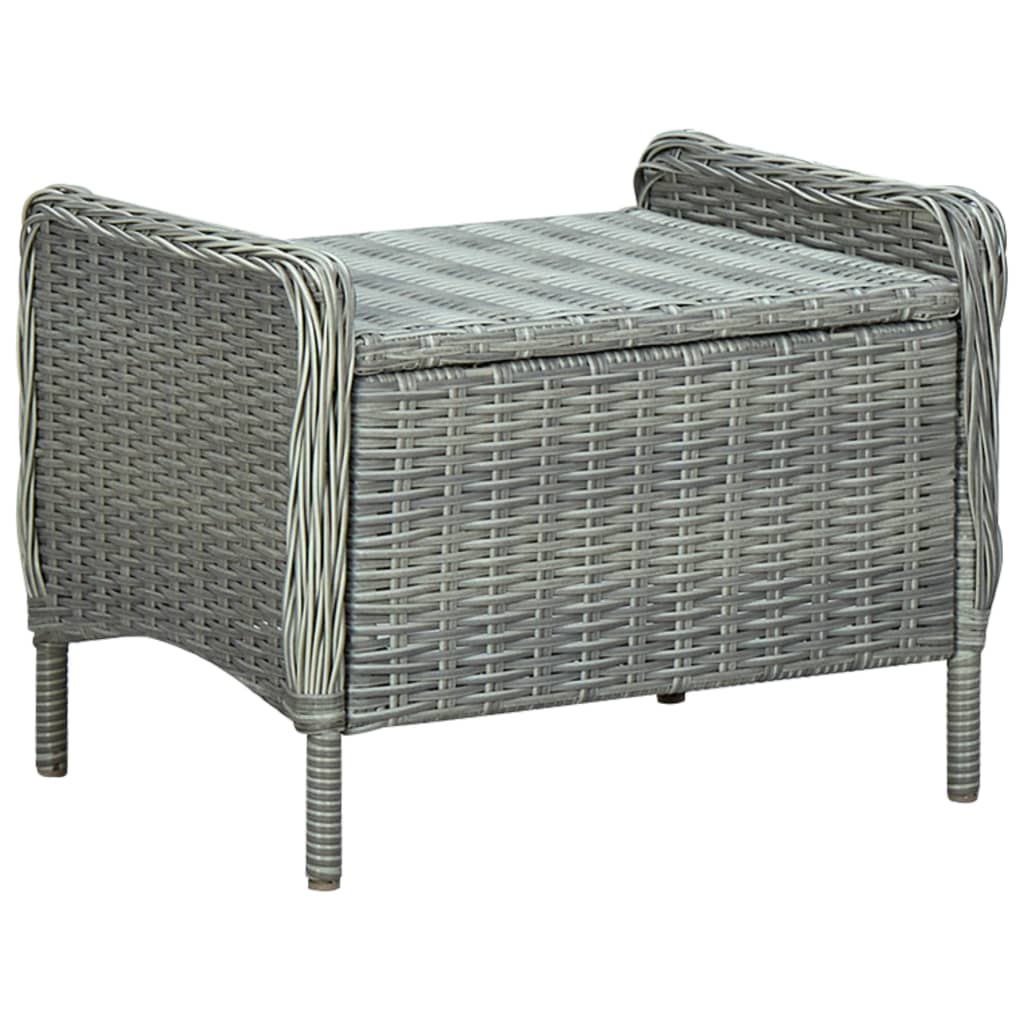 Sedia da Giardino Reclinabile con Pouf Polyrattan Grigio Chiaro - homemem39