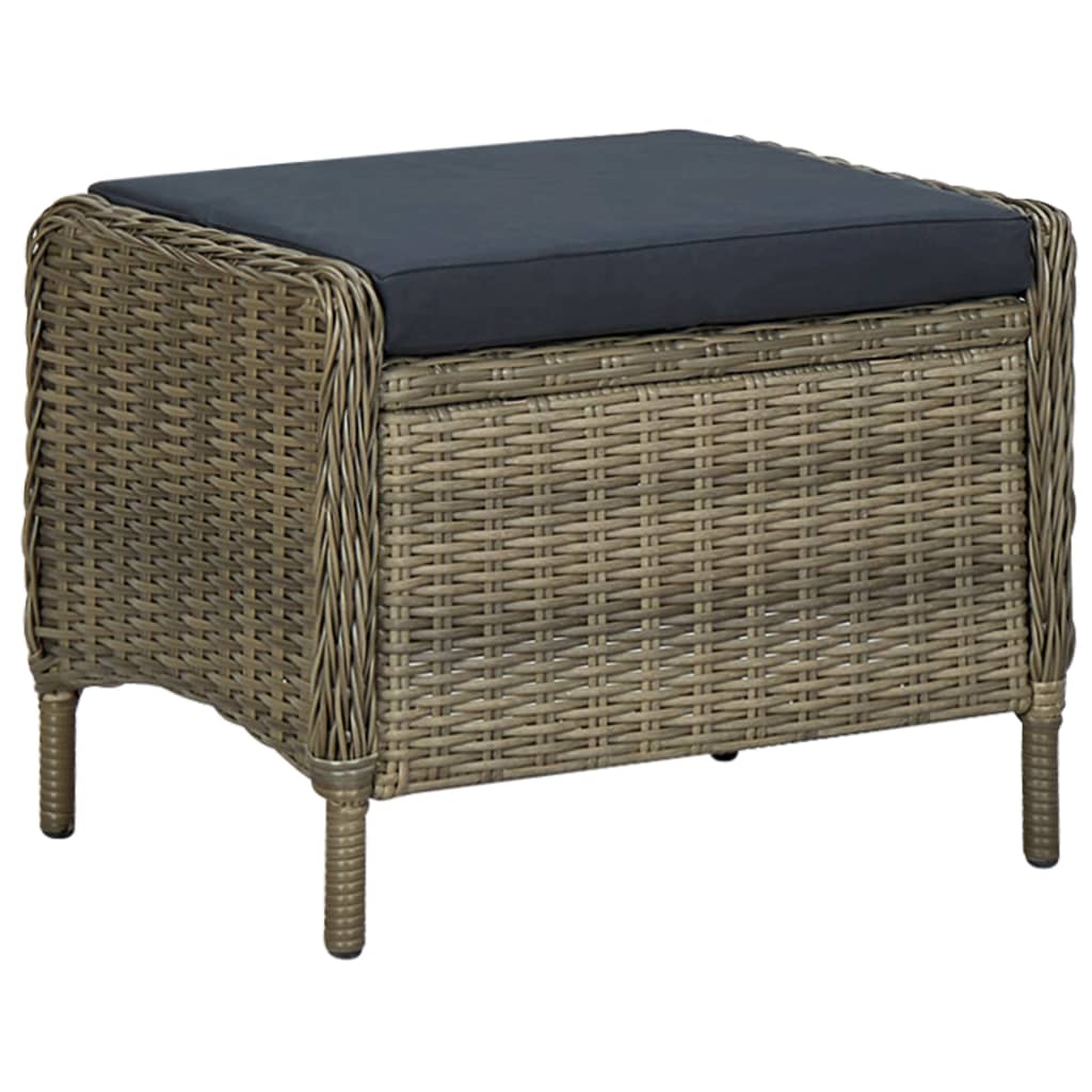 Sedia da Giardino Reclinabile con Pouf Polyrattan Marrone - homemem39