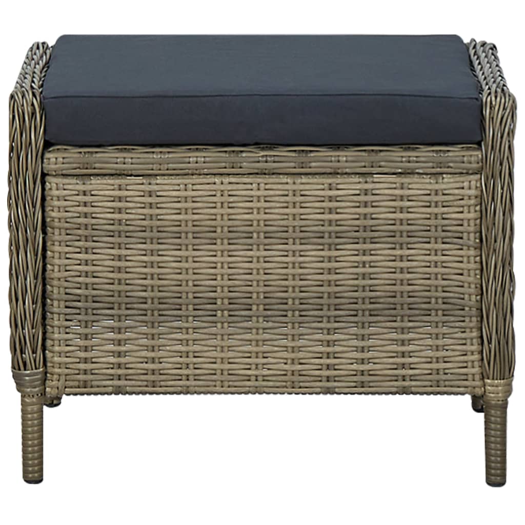Sedia da Giardino Reclinabile con Pouf Polyrattan Marrone - homemem39