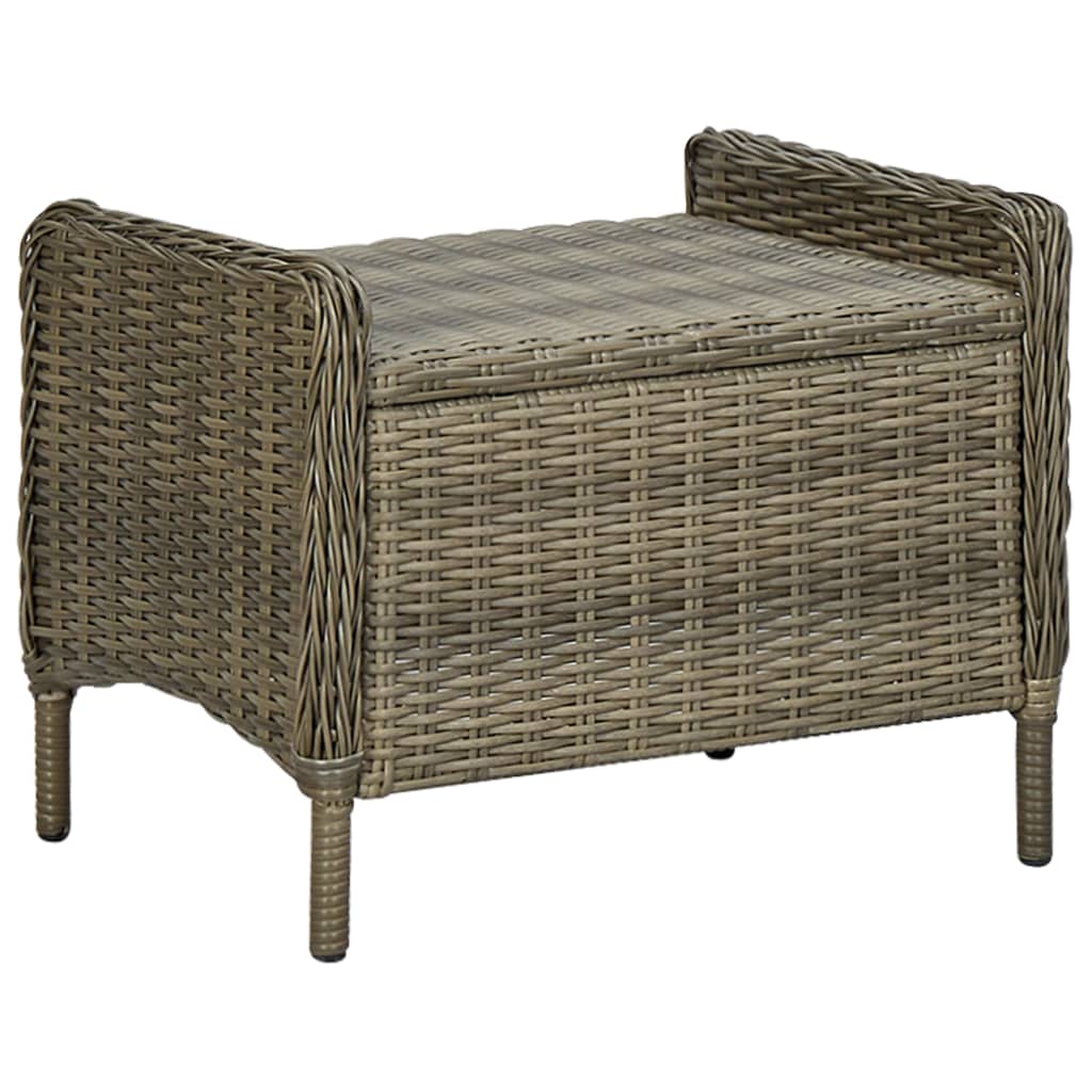Sedia da Giardino Reclinabile con Pouf Polyrattan Marrone - homemem39