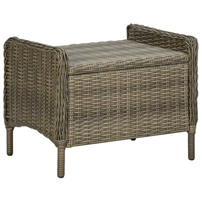 Sedia da Giardino Reclinabile con Pouf Polyrattan Marrone - homemem39