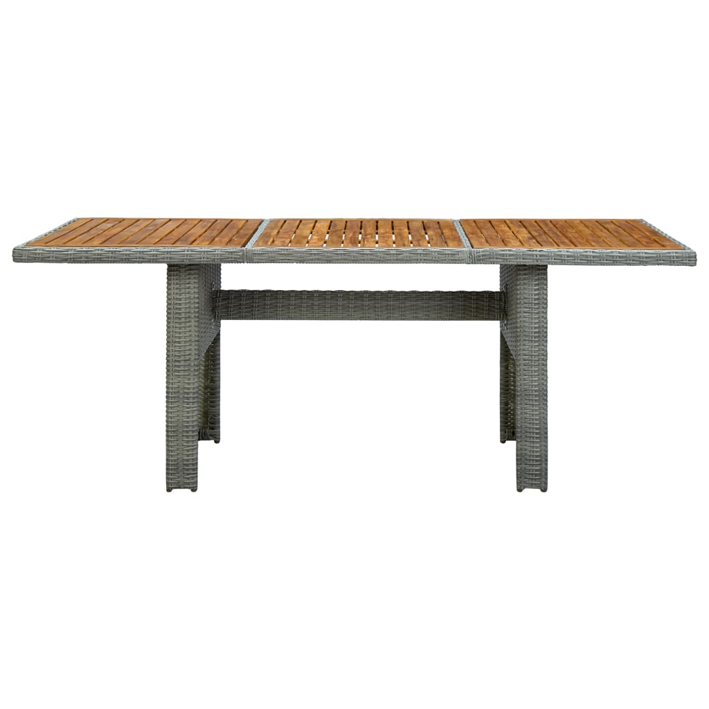 Tavolo da Giardino Grigio Chiaro in Polyrattan e Legno Acacia | homemem39