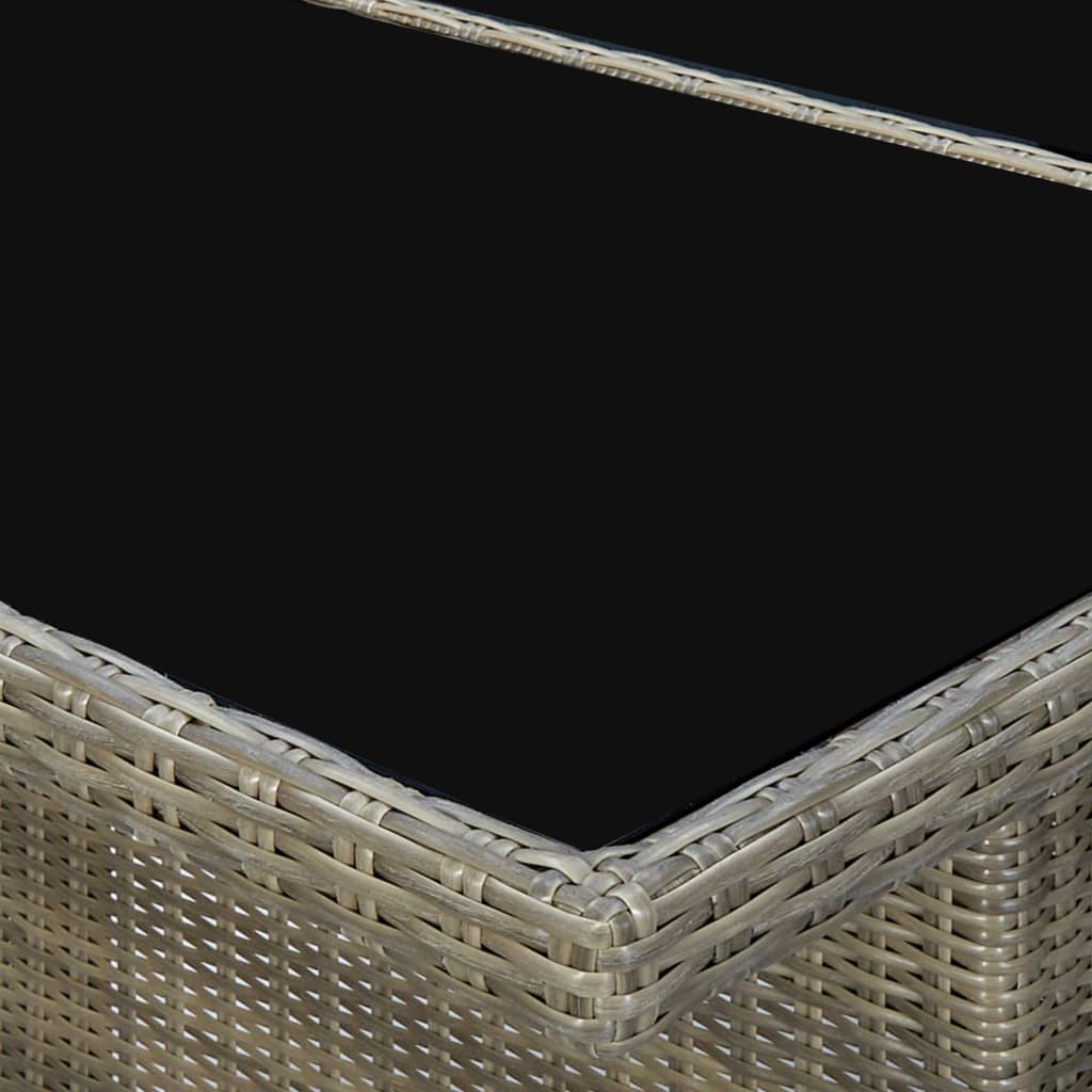 Tavolino da Giardino Marrone Polyrattan e Vetro Temperato - homemem39