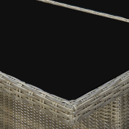 Tavolino da Giardino Marrone Polyrattan e Vetro Temperato - homemem39