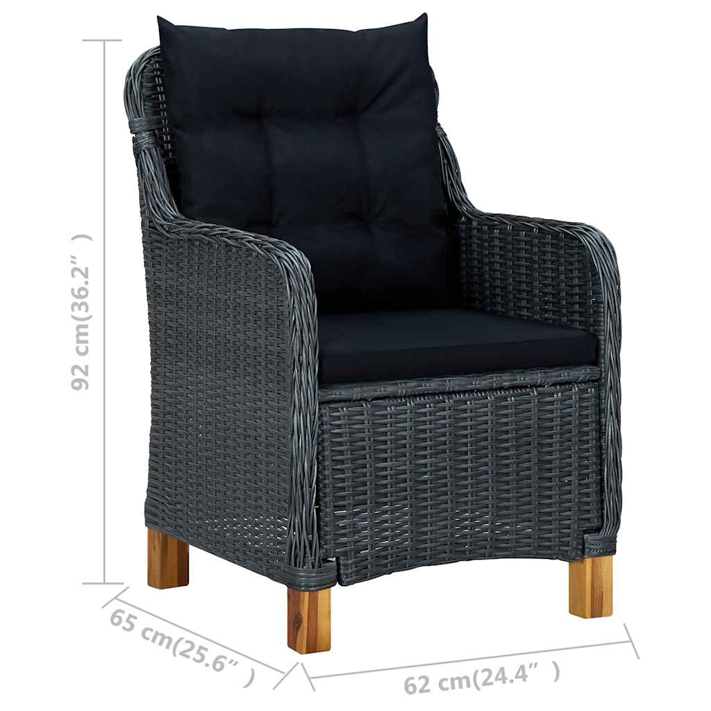 Sedie da Giardino con Cuscini 2 pz in Polyrattan Grigio Scuro | homemem39