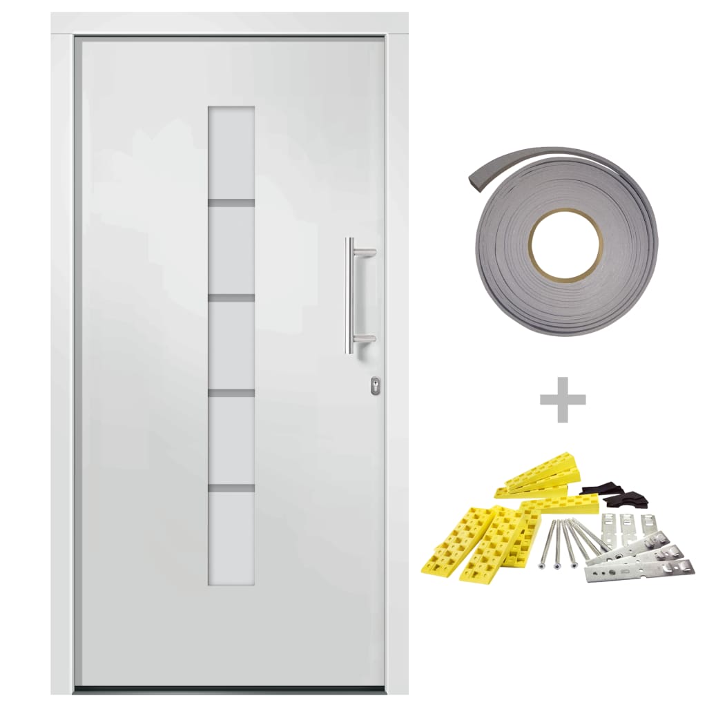 Porta d'Ingresso in Alluminio e PVC Bianco 100x200 cm | homemem39