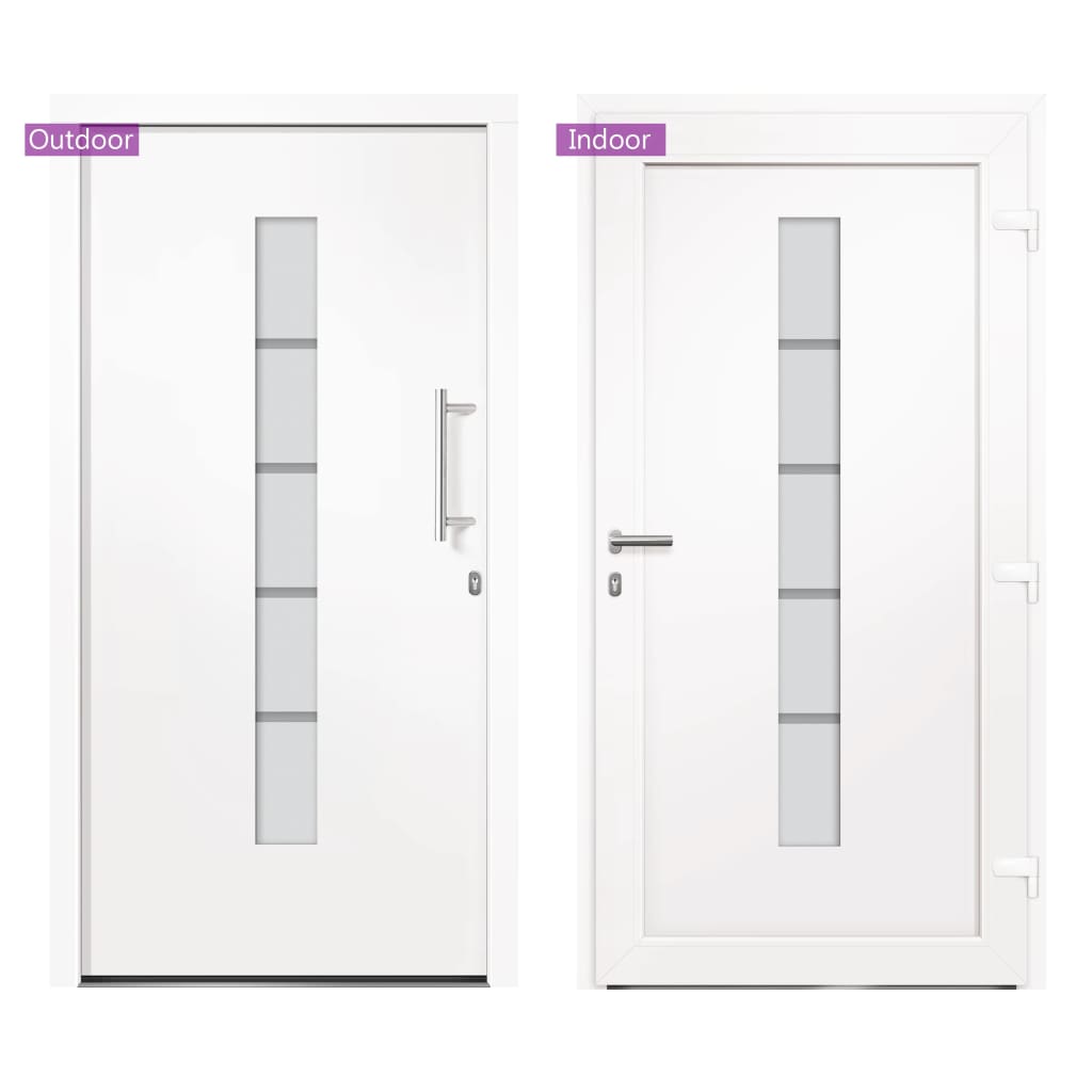 Porta d'Ingresso in Alluminio e PVC Bianco 100x200 cm | homemem39