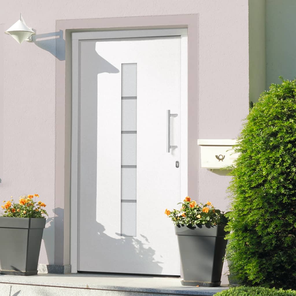 Porta d'Ingresso in Alluminio e PVC Bianco 100x210 cm | homemem39