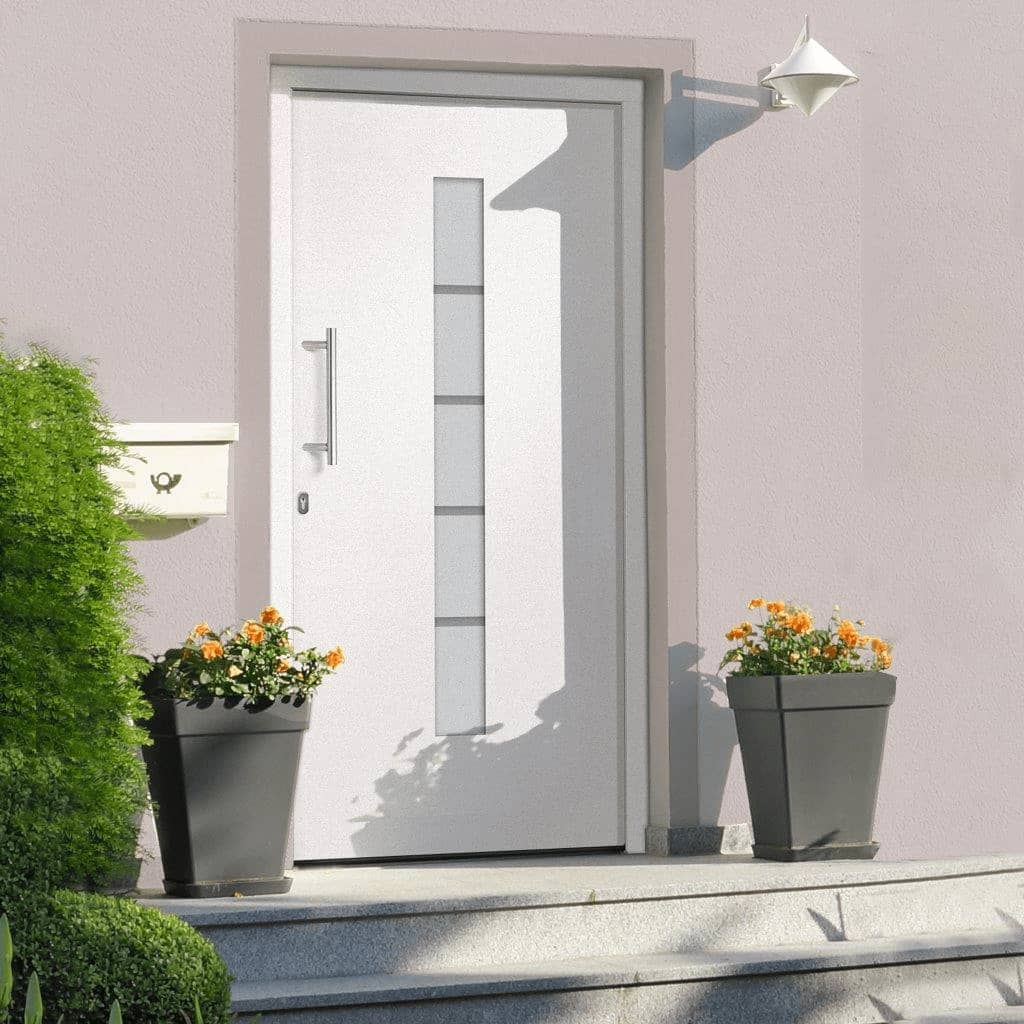 Porta d'Ingresso in Alluminio e PVC Bianco 100x200 cm - homemem39