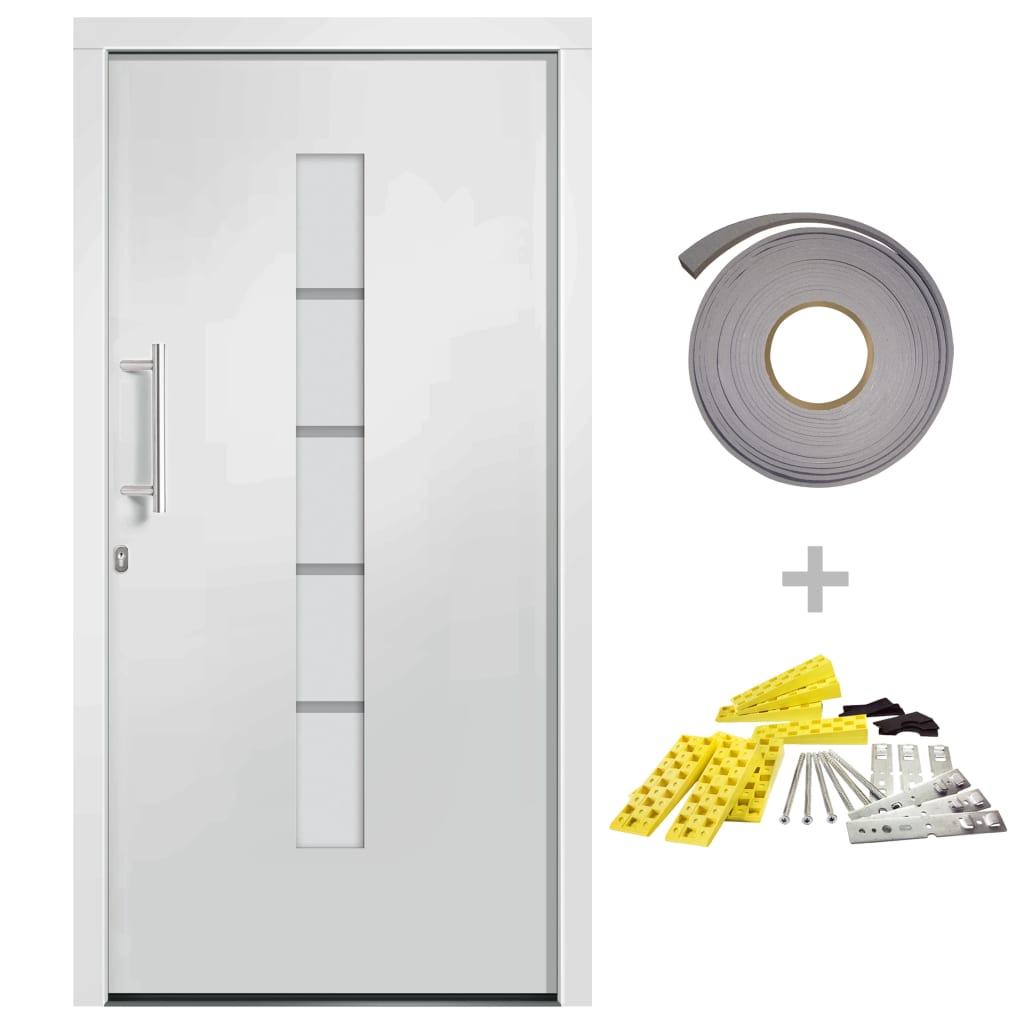Porta d'Ingresso in Alluminio e PVC Bianco 100x210 cm | homemem39