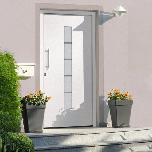 Porta d'Ingresso in Alluminio e PVC Bianco 110x210 cm - homemem39