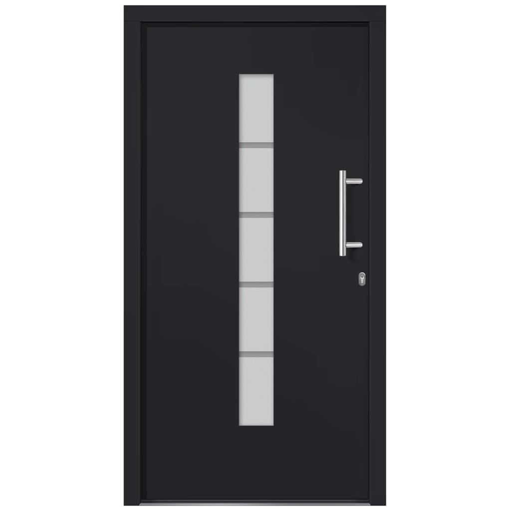 Porta d'Ingresso in Alluminio e PVC Antracite 110x210 cm | homemem39