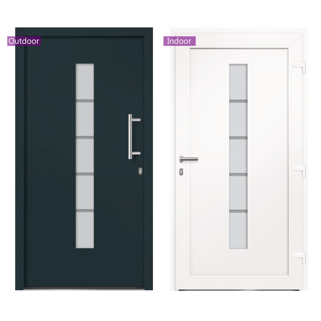 Porta d'Ingresso in Alluminio e PVC Antracite 110x210 cm | homemem39