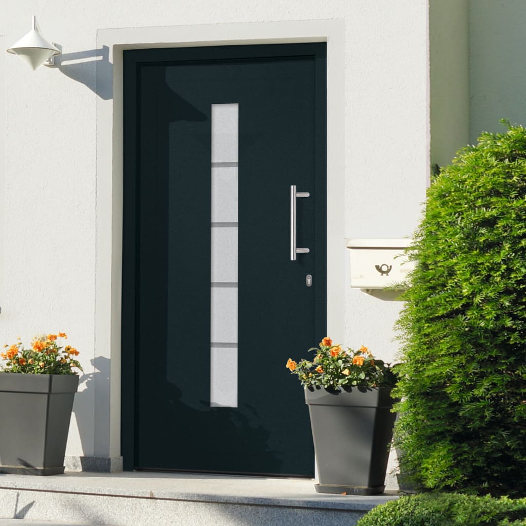 Porta d'Ingresso in Alluminio e PVC Antracite 110x210 cm | homemem39