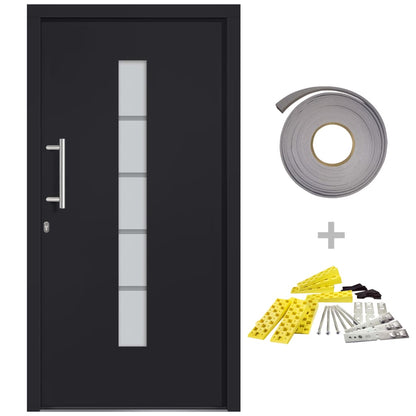Porta d'Ingresso in Alluminio e PVC Antracite 100x210 cm | homemem39