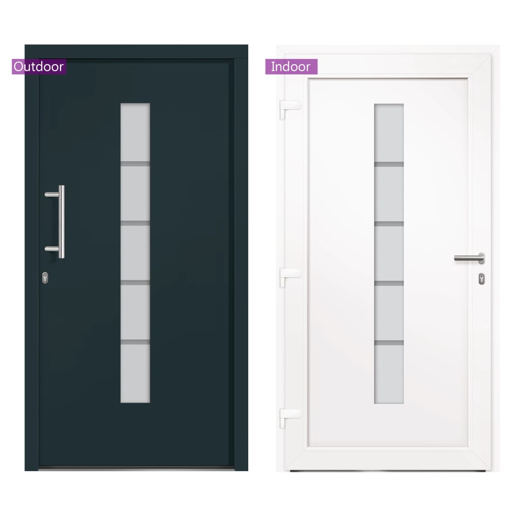 Porta d'Ingresso in Alluminio e PVC Antracite 100x210 cm | homemem39