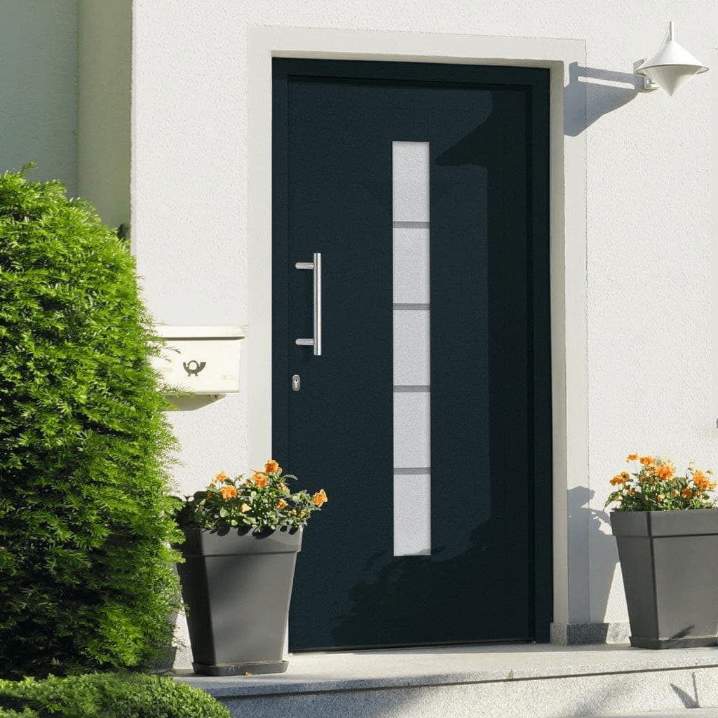 Porta d'Ingresso in Alluminio e PVC Antracite 100x210 cm | homemem39