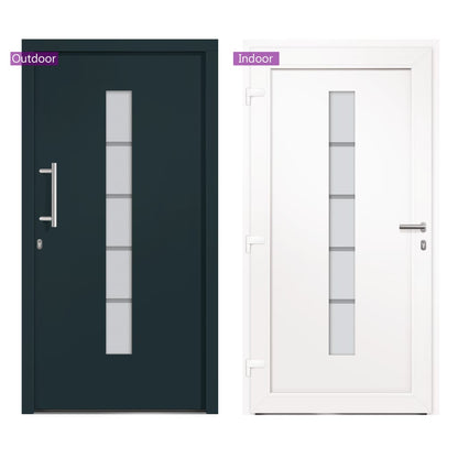 Porta d'Ingresso in Alluminio e PVC Antracite 110x210 cm | homemem39