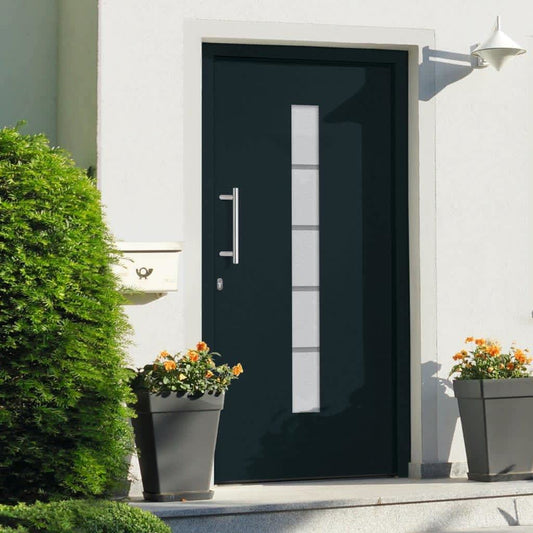 Porta d'Ingresso in Alluminio e PVC Antracite 110x210 cm - homemem39