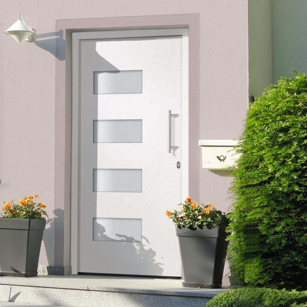 Porta d'Ingresso in Alluminio e PVC Bianco 100x200 cm | homemem39