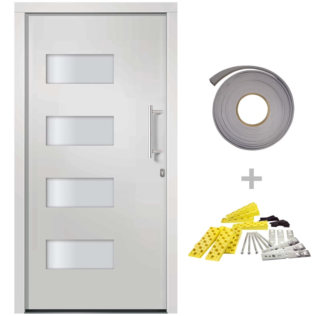 Porta d'Ingresso in Alluminio e PVC Bianco 100x210 cm - homemem39