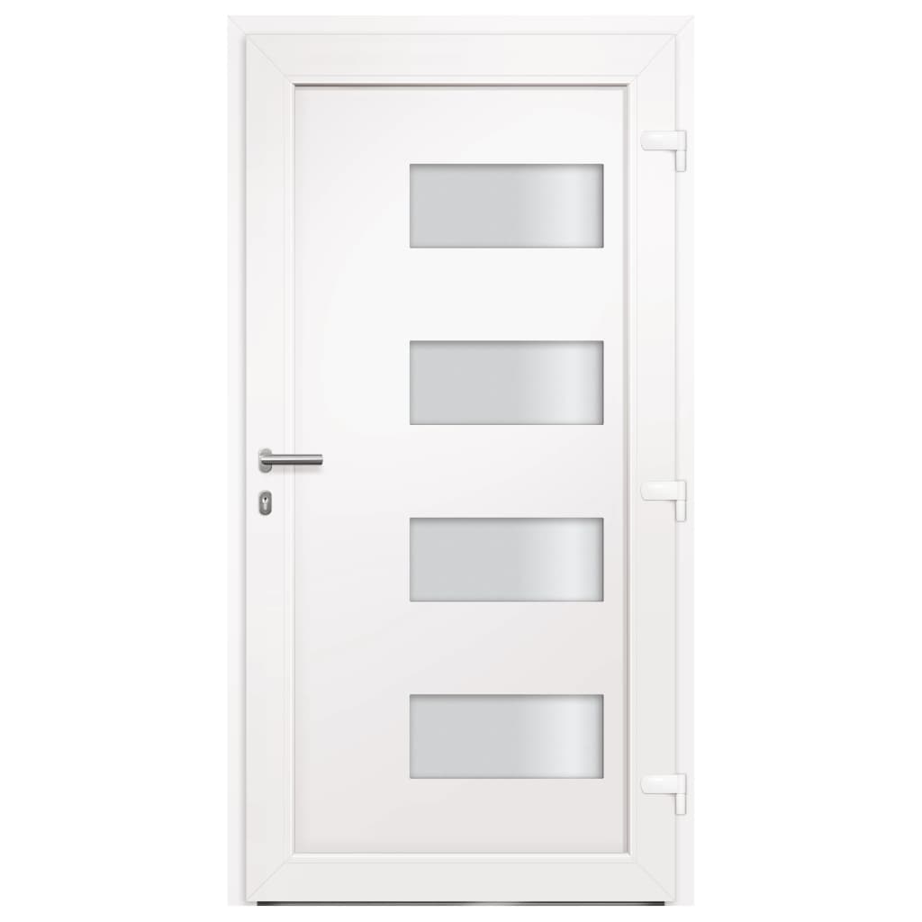 Porta d'Ingresso in Alluminio e PVC Bianco 100x210 cm - homemem39